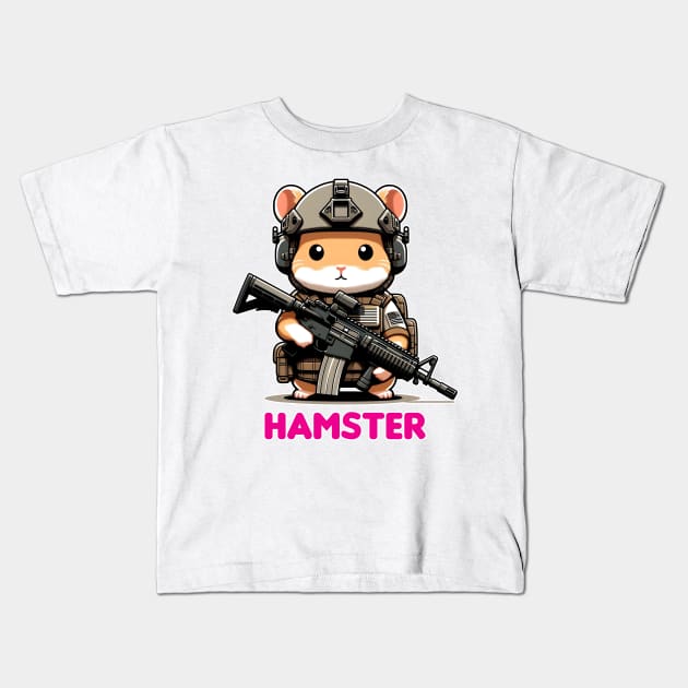 Tactical Hamster Kids T-Shirt by Rawlifegraphic